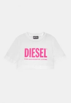 Wholesale 🧨 Diesel LOGO CROPPED - Print T-shirt - Bianco 🌟