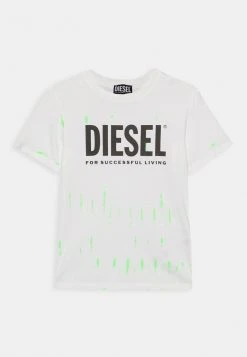 Best Sale 🌟 Diesel TIFTY TYE DYE UNISEX - Print T-shirt - White/neon Green ⭐