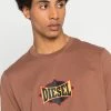 Top 10 👏 Diesel JUST - Print T-shirt - Brown 🧨 -Vivid Styles Shop e9fffda63b68486fa7fa615c8a90822a